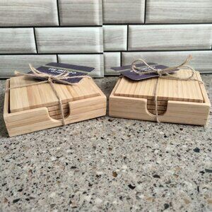 DUO: 2 Sets of 4 Bamboo & Cork Coasters